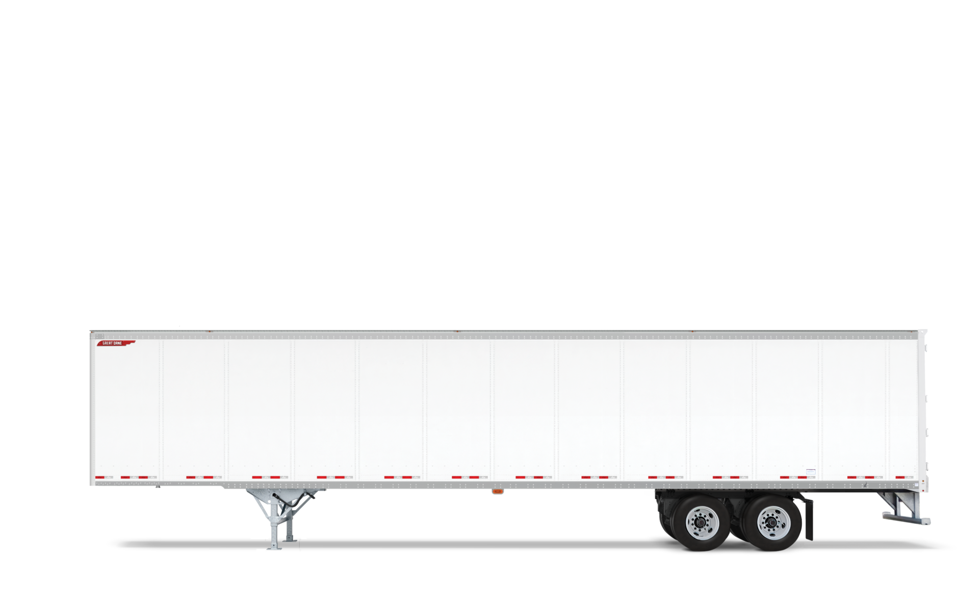 Great Dane Champion dry van trailer side profile with galvanized components on transparent background